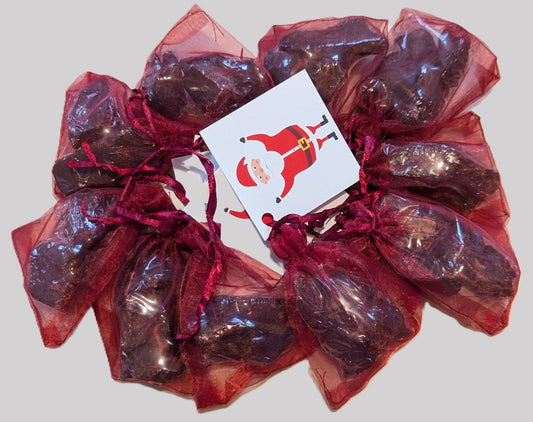 Christmas Coal TEN Pack, each one wrapped in delicate red organza with a cute card!  $69.99 with Free Shipping!  Make sure your Naughty List gets what they deserve this year!