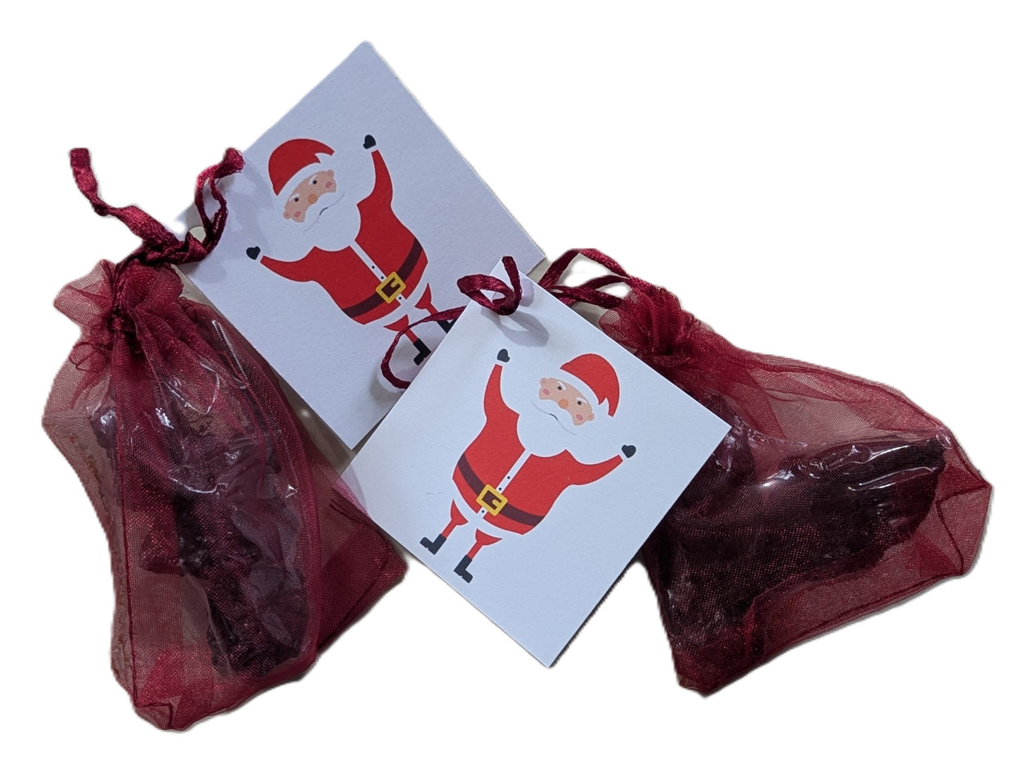 Got more than one on your List? Christmas Coal Double Pack, wrapped in delicate red organza with a cute card!  $19.99 with Free Shipping!  Make sure your Naughty List gets what they deserve this year!