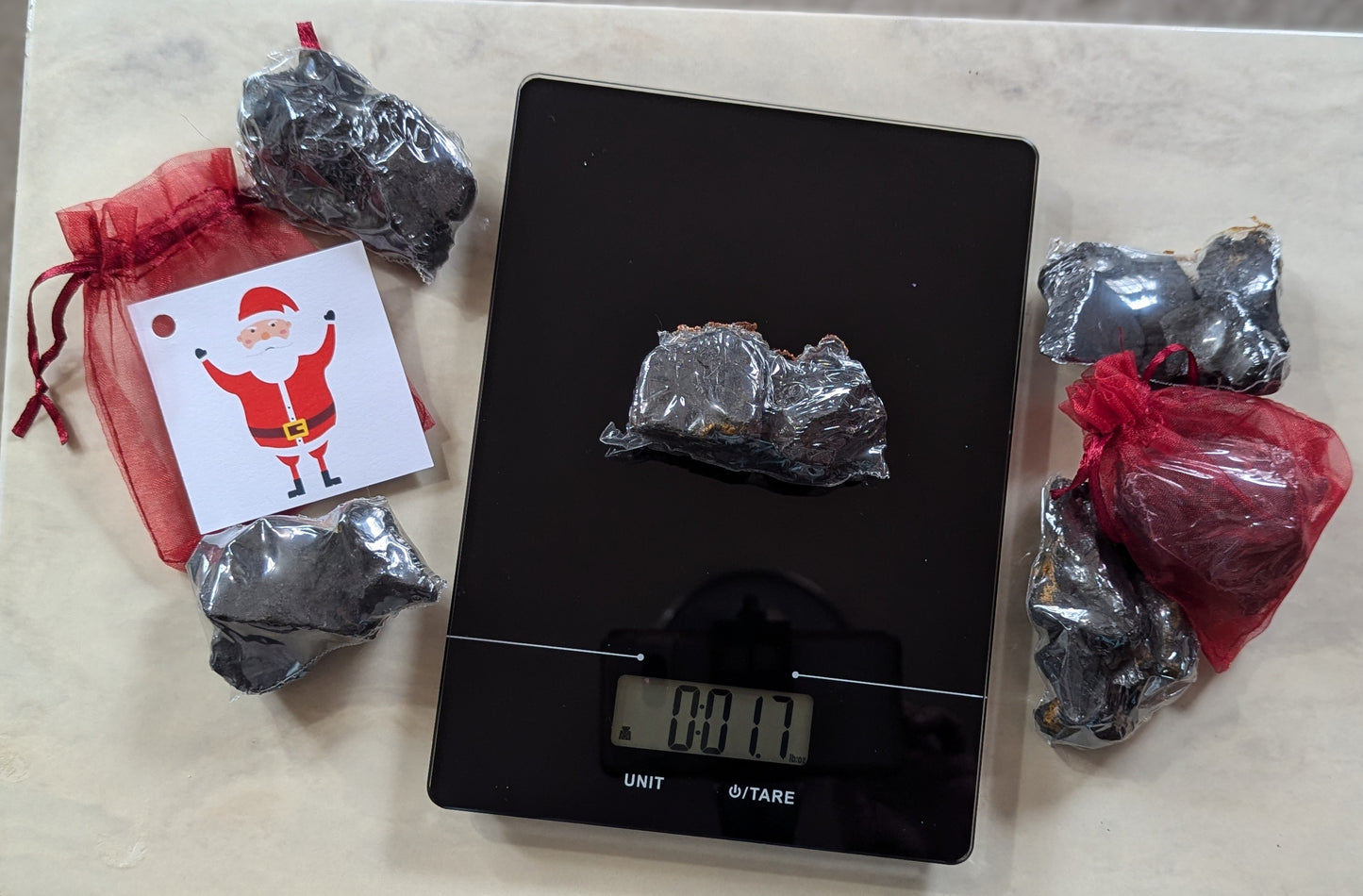 Got more than one on your List? Christmas Coal Double Pack, wrapped in delicate red organza with a cute card!  $19.99 with Free Shipping!  Make sure your Naughty List gets what they deserve this year!